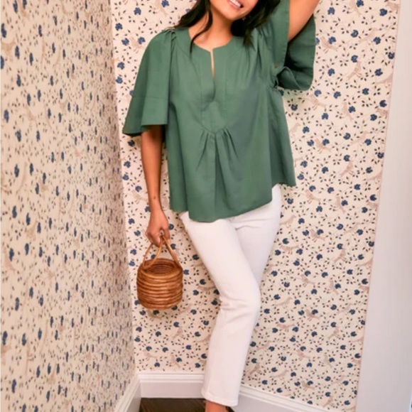 Pomander Place Tops - Tuckernuck Pomander Place Women's S Finley Flutter Sleeve top forest green